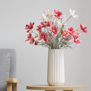 Modern Ribbed White Ceramic Vase - Staunton and Henry