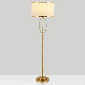 Modern Ornate Brass Floor Lamp with White Shade - Staunton and Henry