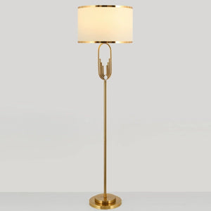 Modern Ornate Brass Floor Lamp with White Shade - Staunton and Henry