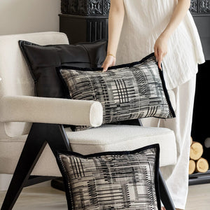 Milano Black and Beige Geometric Cushion Cover - Staunton and Henry