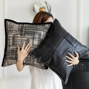 Milano Black and Beige Geometric Cushion Cover - Staunton and Henry