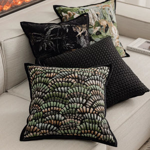 Verdant Jacquard Forest Green Cushion Cover Set - Staunton and Henry