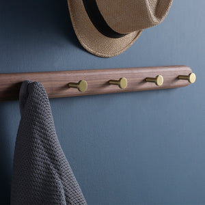 Walnut Coat Rack with Brass Hooks - Staunton and Henry