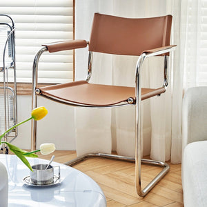 Mid Century S34 Style Leather and Chrome Chair - Staunton and Henry