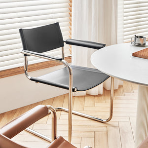 Mid Century S34 Style Leather and Chrome Chair - Staunton and Henry