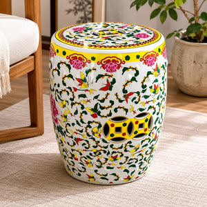 Peony Song Ceramic Garden Stool - kingkong游戏_金刚kingkong游戏下载与KINGKONG官网