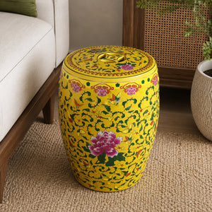 Peony Song Ceramic Garden Stool - kingkong游戏_金刚kingkong游戏下载与KINGKONG官网