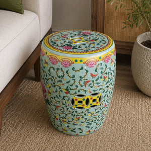 Peony Song Ceramic Garden Stool - kingkong游戏_金刚kingkong游戏下载与KINGKONG官网