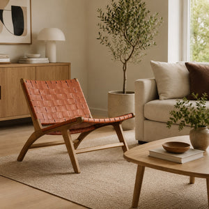 Soren Woven Leather Lounge Chair - Staunton and Henry