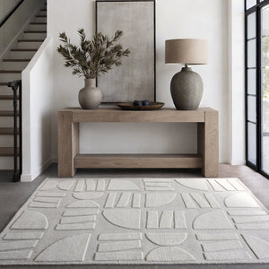 Atelier Textured Abstract Cream Wool Rug - Staunton and Henry