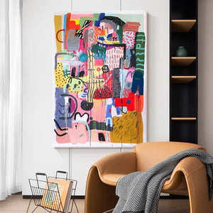 Abstract Multicolored Print Wall Art with Frame - kingkong游戏_金刚kingkong游戏下载与KINGKONG官网