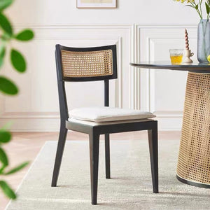 Buro Black Dining Chair with Rattan - Staunton and Henry