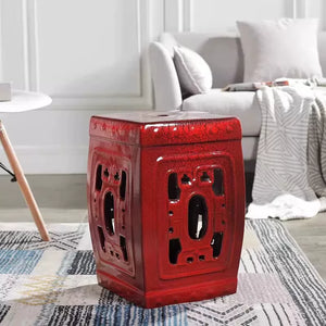 Crimson Dynasty Red Ceramic Garden Stool - kingkong游戏_金刚kingkong游戏下载与KINGKONG官网