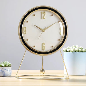 Sidney Mid-Century Gold Pedulum Desk Clock - Staunton and Henry