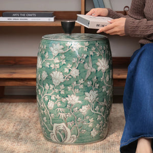 Jardin Celadon Ceramic Drum Stool - kingkong游戏_金刚kingkong游戏下载与KINGKONG官网