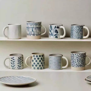 Kyoto Blue and White Ceramic Mugs - Set of 4 - kingkong游戏_金刚kingkong游戏下载与KINGKONG官网