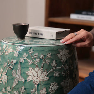 Jardin Celadon Ceramic Drum Stool - kingkong游戏_金刚kingkong游戏下载与KINGKONG官网