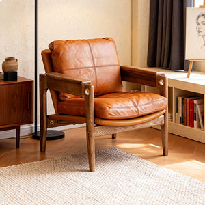 Benson Wood and Leather Lounge Chair - Staunton and Henry