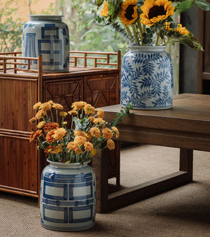Blue and White Modern Asian Vase - Staunton and Henry