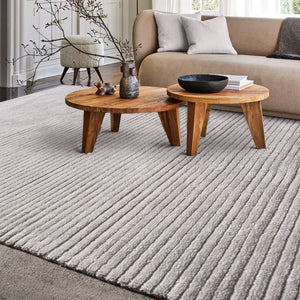 Arden NZ Wool Light Grey Textured Stripe Rug - Staunton and Henry